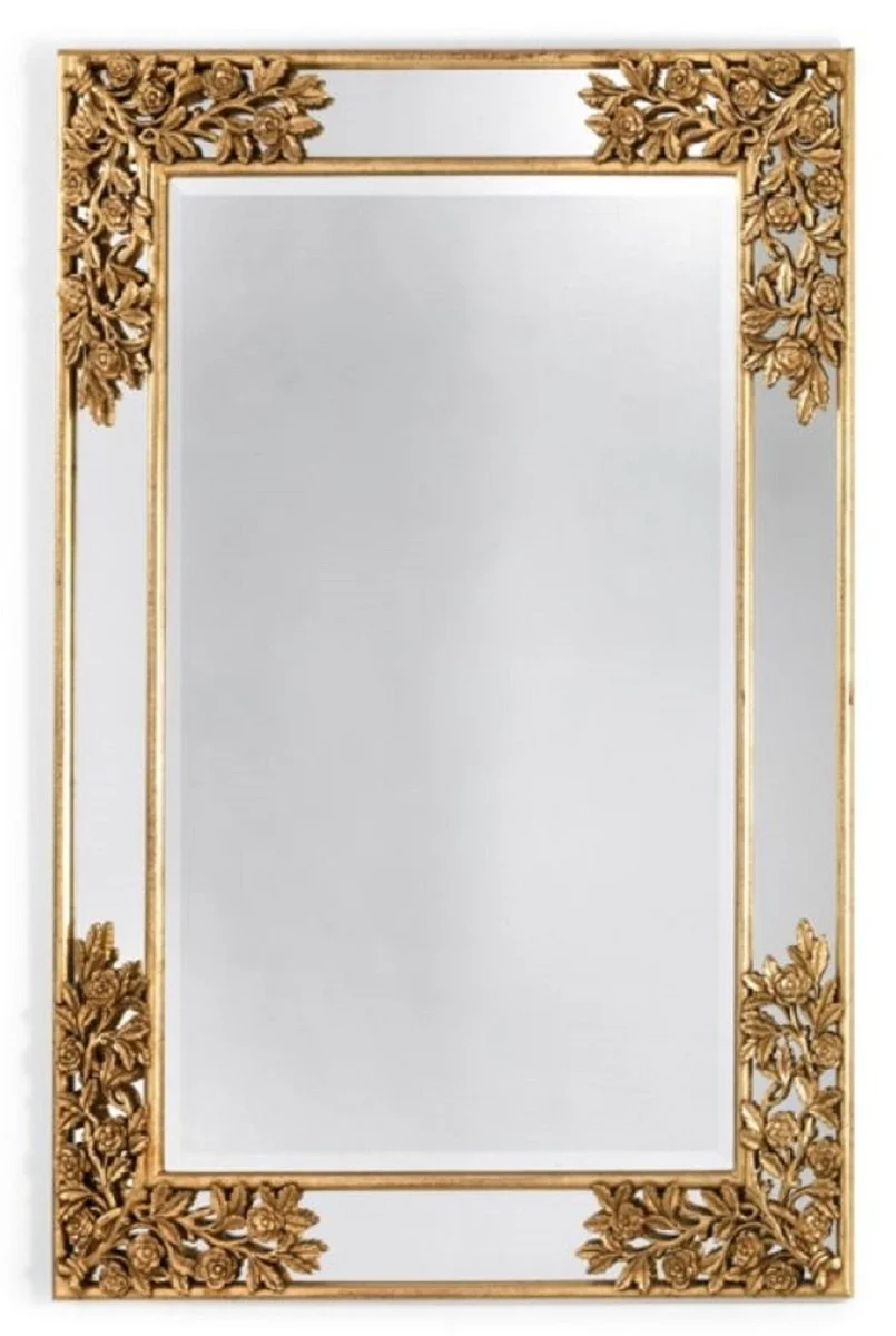 Luxus Barock Spiegel Antik Gold - Prunkvoller Barockstil Massivholz Wandspiegel - Luxus Möbel im Barockstil - Made in Italy - Barock Interior