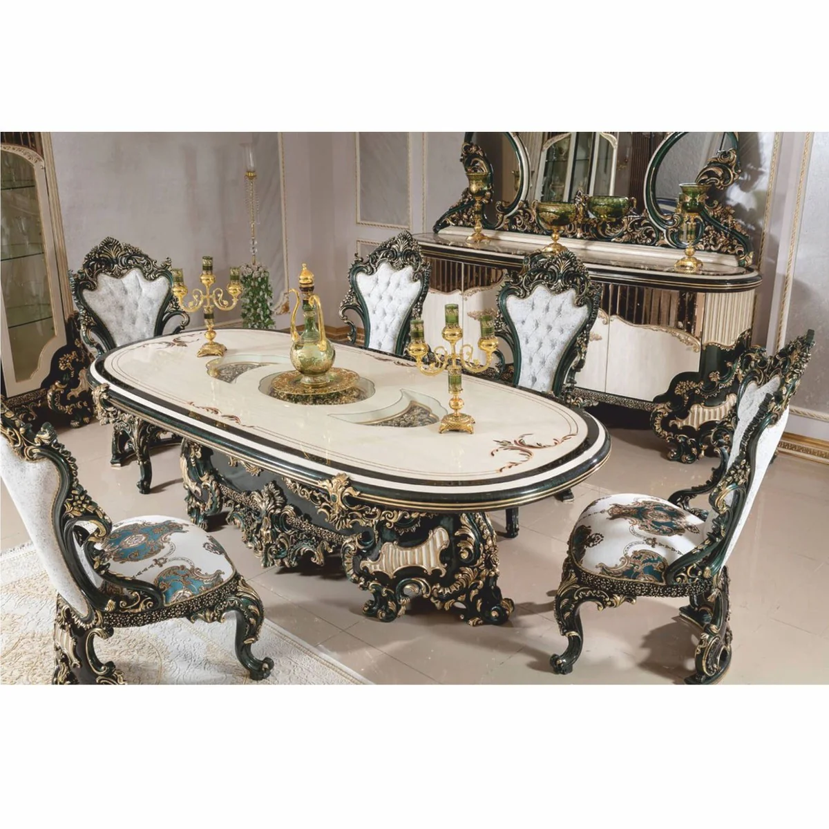 Luxury Baroque Dining Room Chair Set of 6 - Handmade Baroque Style Dining Room Furniture