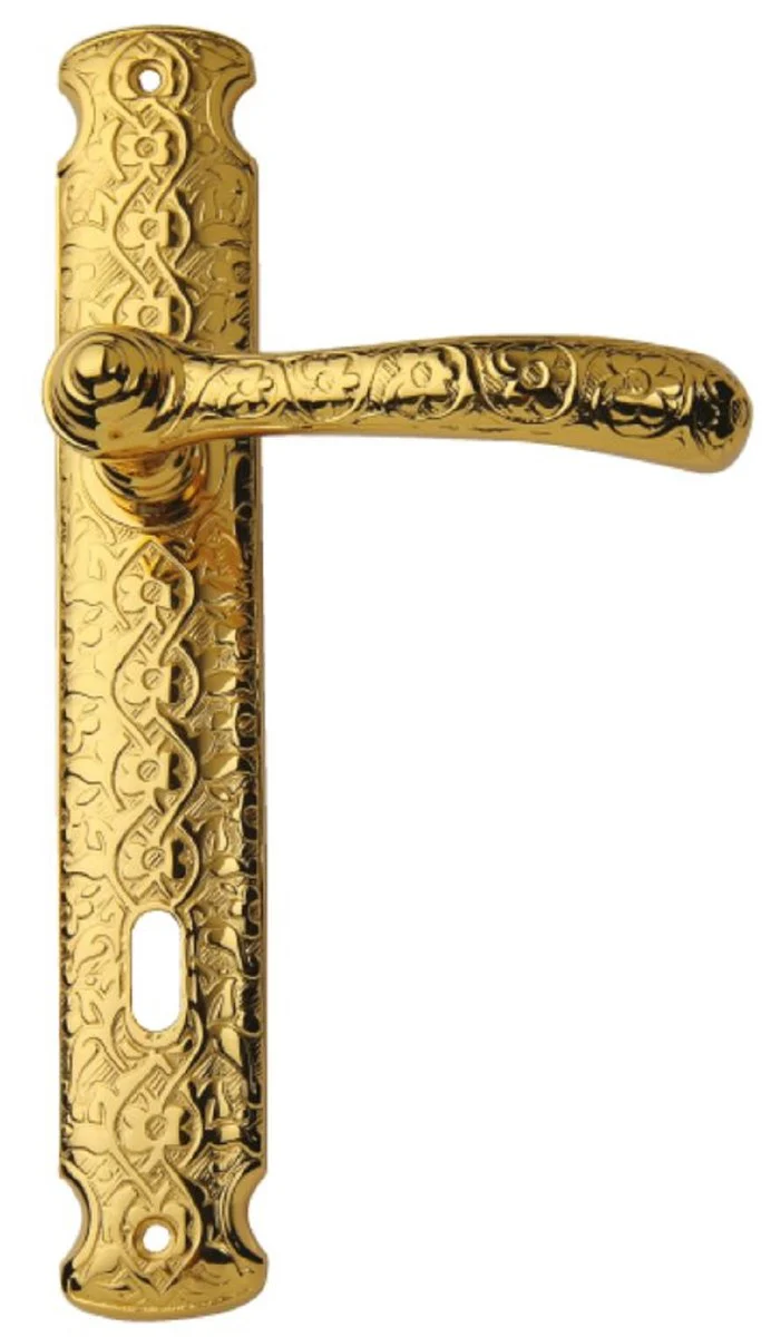 Luxury baroque door handle set gold 13 x H. 24.5 cm - elegant door handles with 24 carat gold plating - home accessories in the baroque style