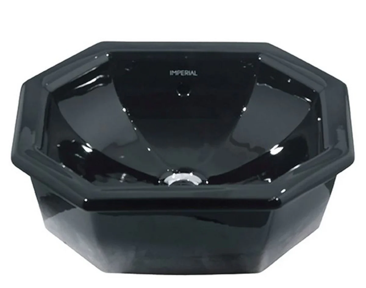 Luxury insert washbasin black 50 x 41.5 x H. 17.5 cm - ceramic washbasin for insertion - luxury quality - Art Nouveau Art Deco