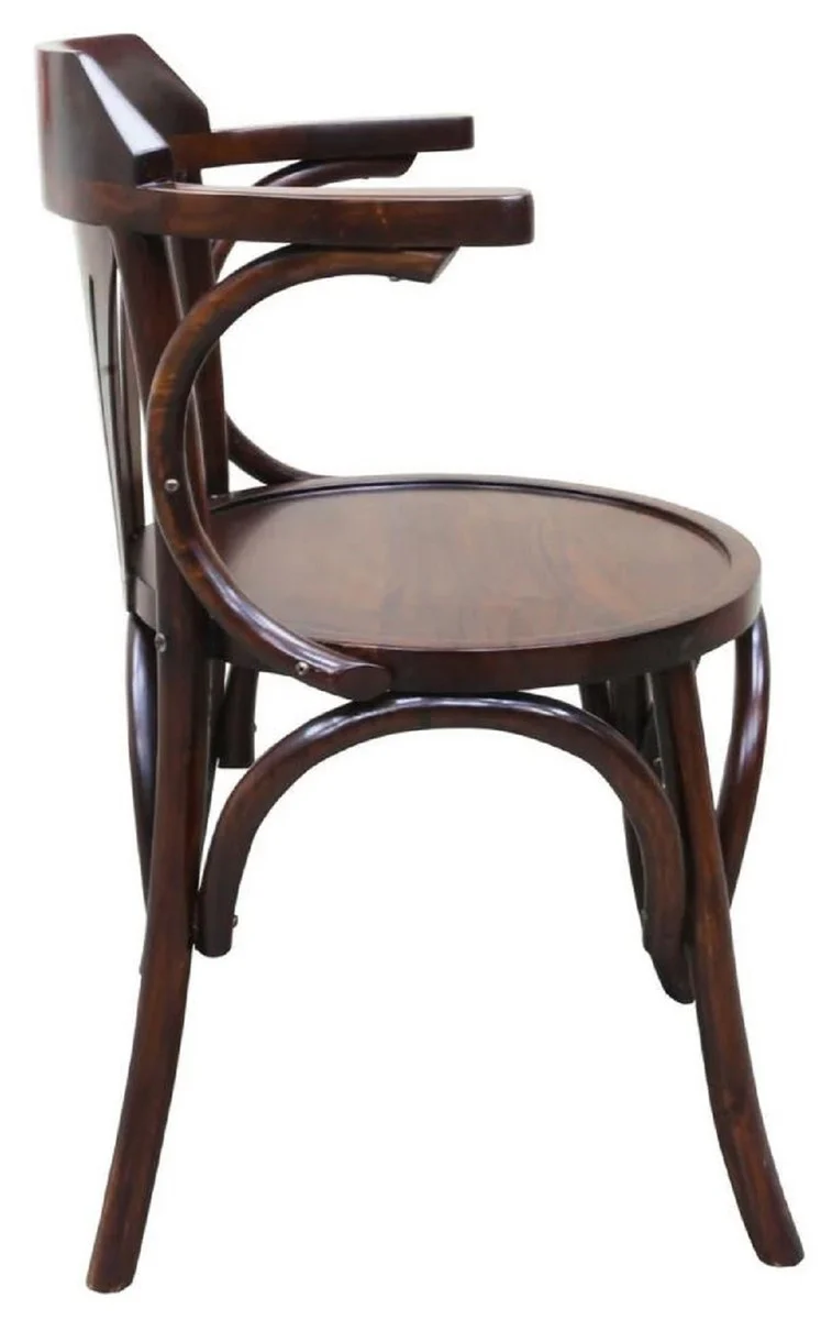 Luxury Art Nouveau mahogany dining room chair with armrests dark brown 59 x 50 x H. 82 cm - Solid wood kitchen chair - Baroque & Art Nouveau dining room furniture