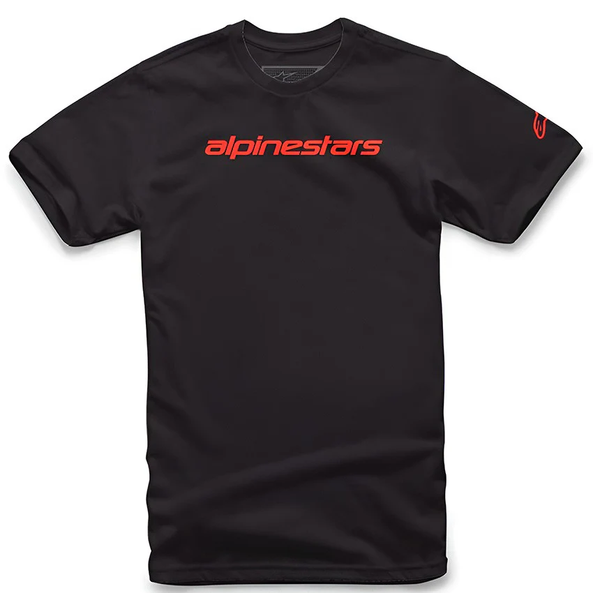 CAMISETA ALPINESTARS LINEAR WORDMARK NEGRO / ROJO