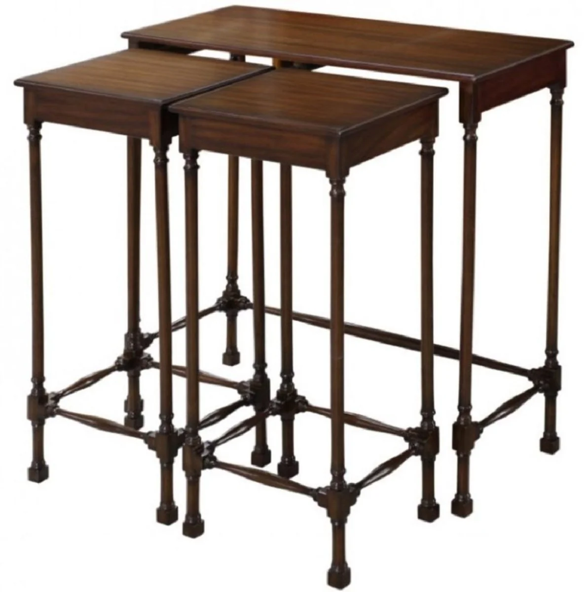 Luxury mahogany side table set dark brown 67 x 28 x H. 70 cm - Luxury Furniture