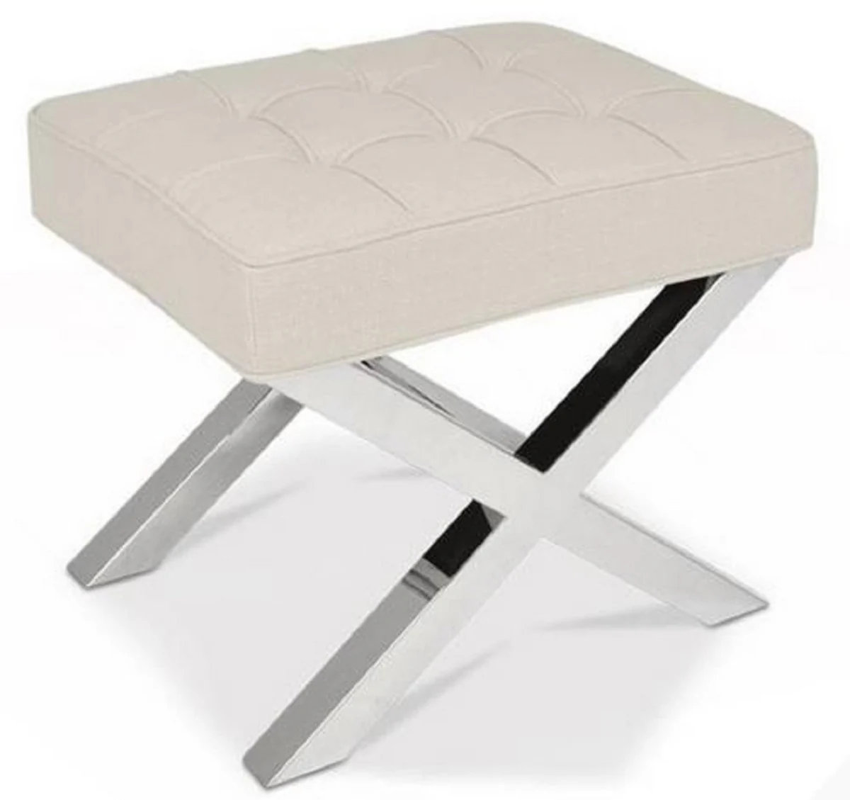 Luxury Chesterfield stool beige / silver 60 x 50 x H. 47 cm - Living room furniture - Luxury collection