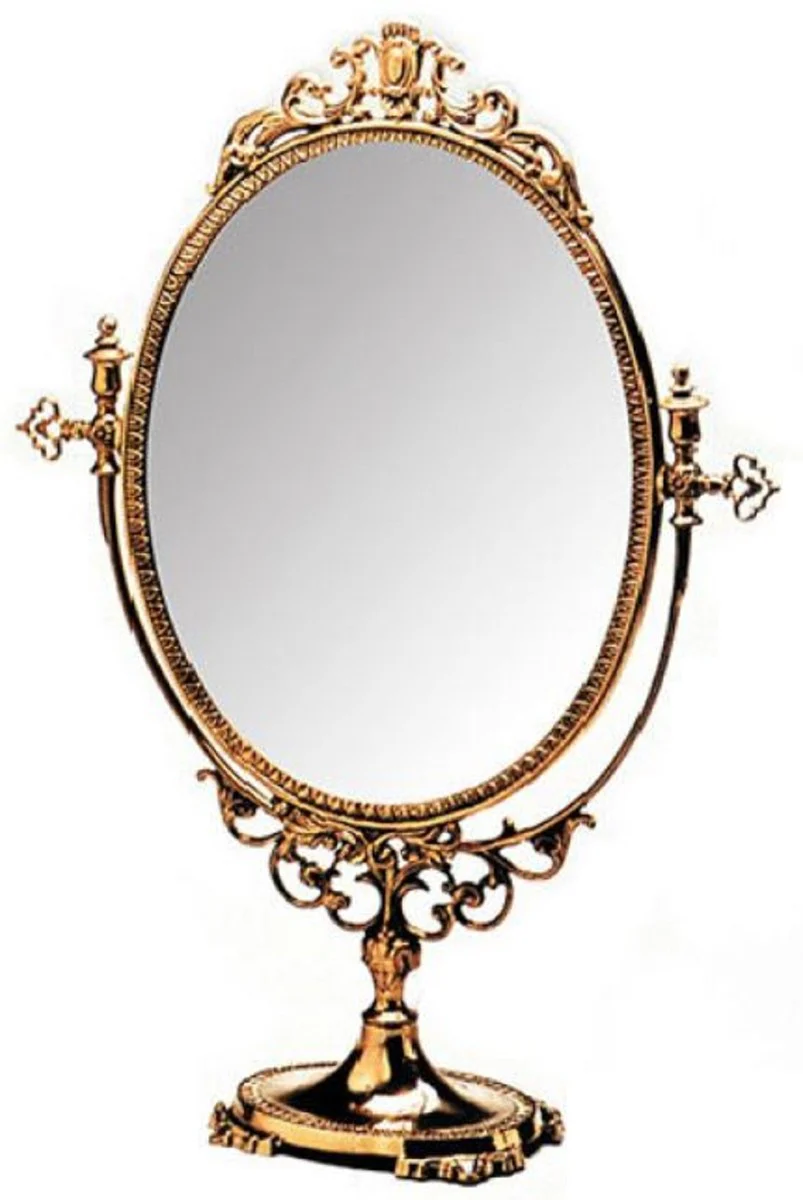 Luxury baroque brass make-up mirror gold 40 x H. 60 cm - table mirror - cosmetic mirror - baroque decorative accessories