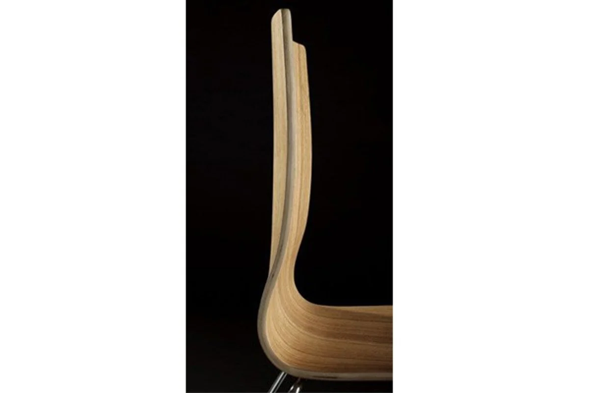 Designer chair natural colors / silver - Modern dining chair with natural wood look - Designer furniture