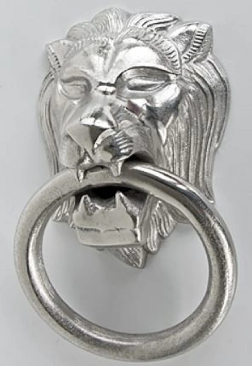 Aluminum door knocker lion head silver 17 x 10 x H. 22 cm - luxury decorative accessories