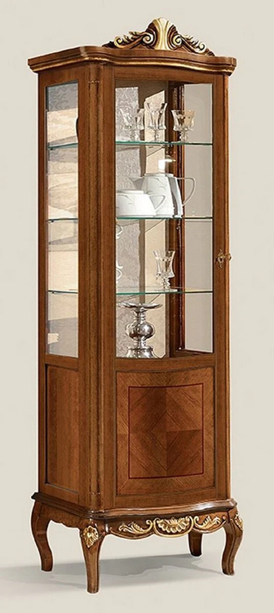 Luxury Baroque display cabinet brown / gold - Magnificent Baroque display cabinet with glass door and 3 glass shelves - Baroque furniture - Luxury quality - Made in Italy