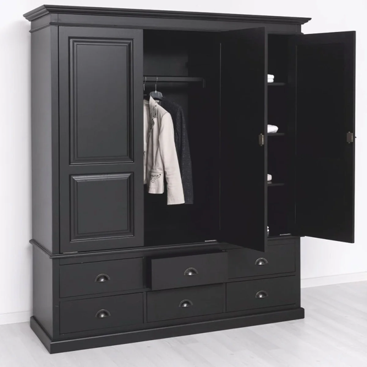 Country house style bedroom cupboard black 174 cm - bedroom furniture