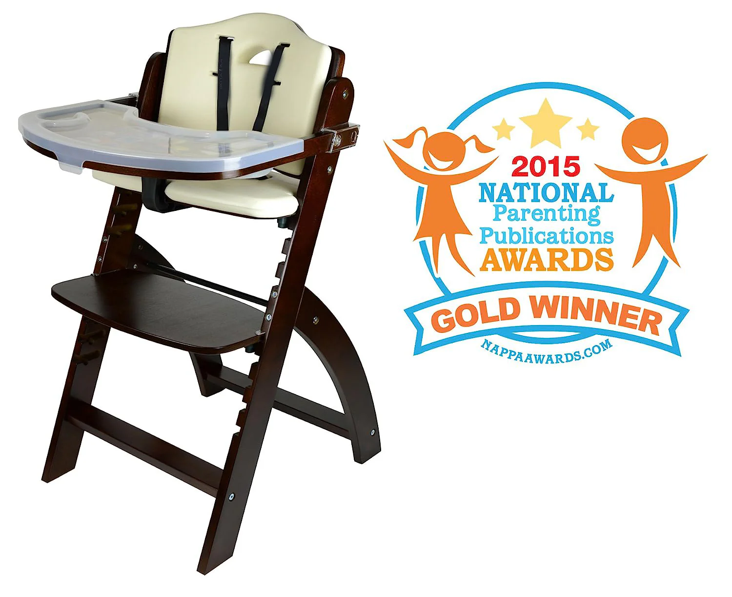 Hochstühle aus Holz für Babys und Kleinkinder. 3-in-1 verstellbarer Hochstuhl mit abnehmbarem Tablett, leicht zu reinigen, tragbar. 6 Months up to 250 Lb. Kissen aus Naturholz/Olivenholz