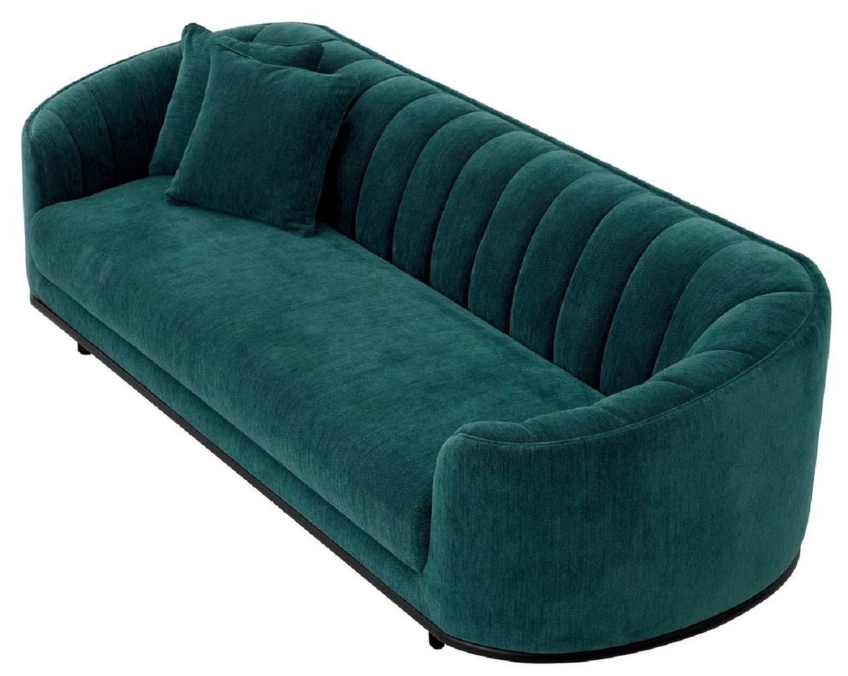 Luxury sofa green / black 240 x 96 x H. 74.5 cm - Living room sofa with 2 cushions - Living room furniture - Luxury furniture - Living room furnishings - Luxury furnishings - Luxury quality