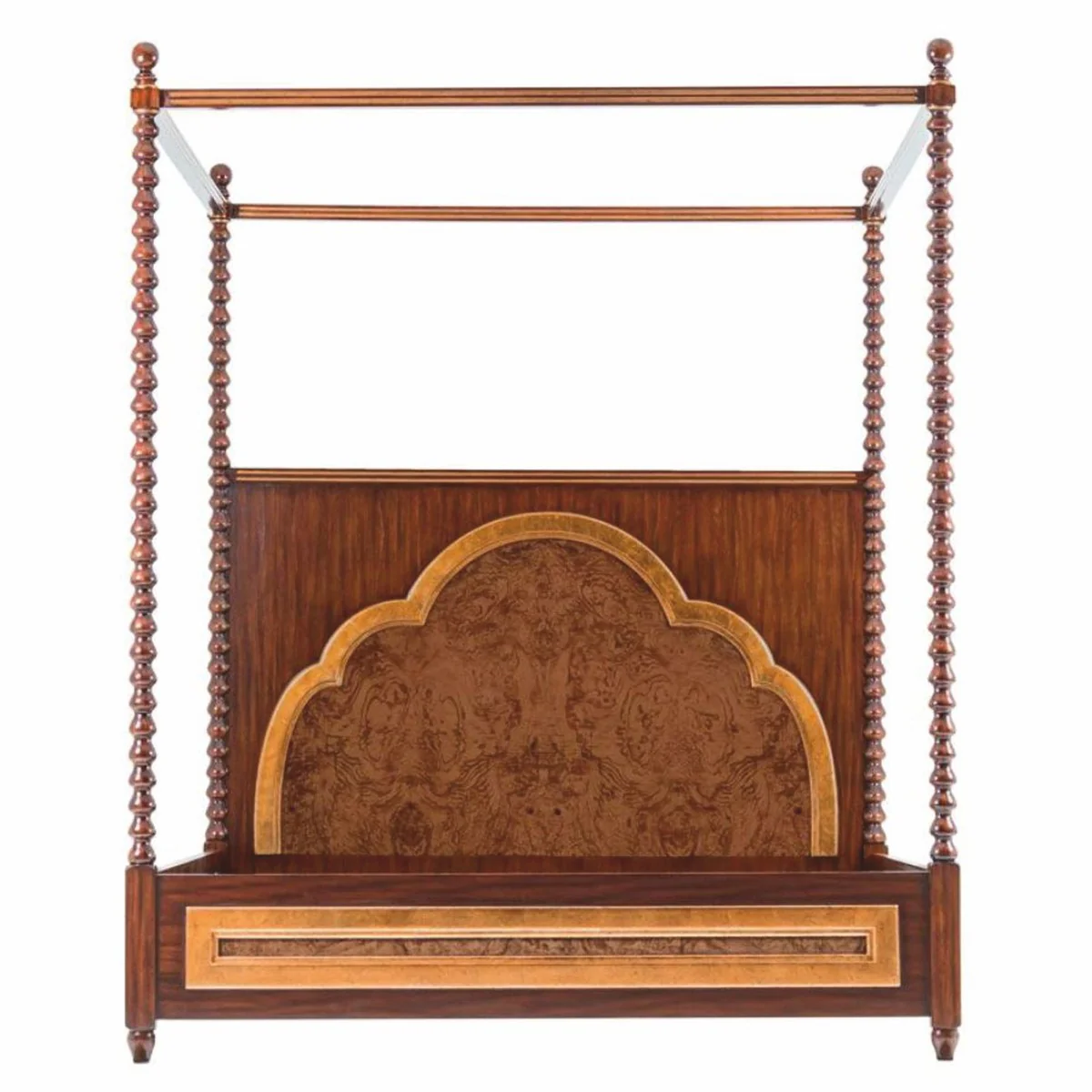 Luxury Solid Wood Four Poster Bed Brown - Hotel & Bedroom Furniture