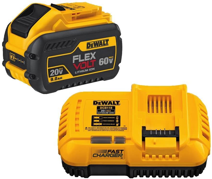 DEWALT 60V MAX FLEXVOLT LITHIUM BATTERY MIT CHARGER, 9-AH (DCB118X1)