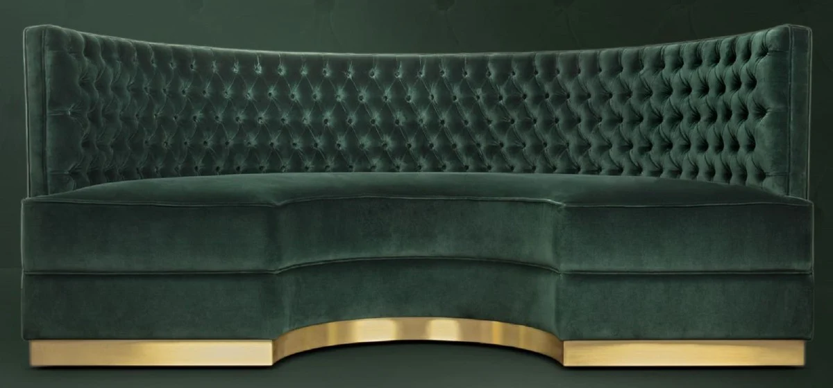Luxury Chesterfield Velvet Sofa Green / Antique Brass 205 cm - Made in Italy