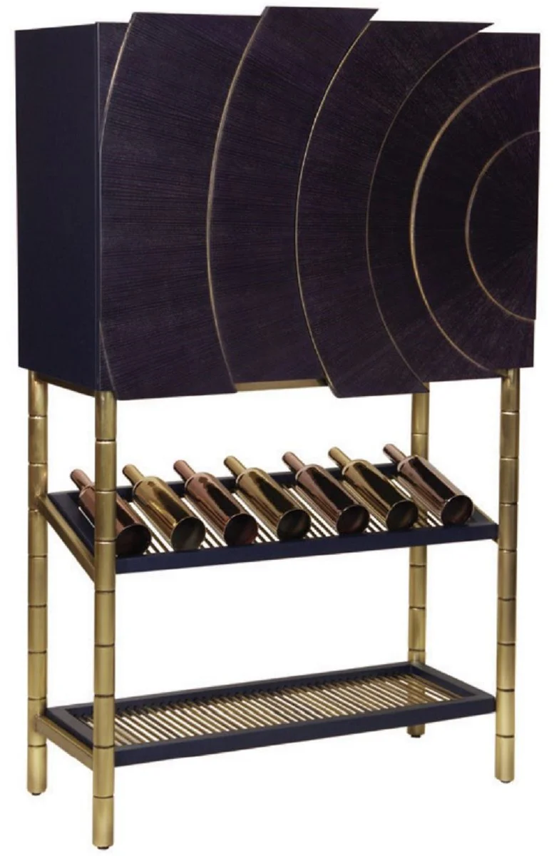 Luxury bar cabinet black / gold 100 x 44 x H. 160 cm - wine cabinet with 2 doors - living room furniture - bar furniture - hotel furniture - luxury collection
