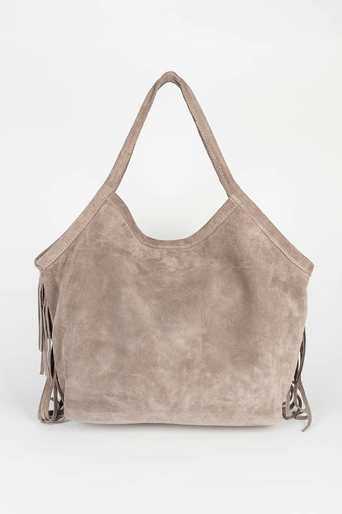 Rivera-Spain Taupe-Ganache-Tasche mit Fransen