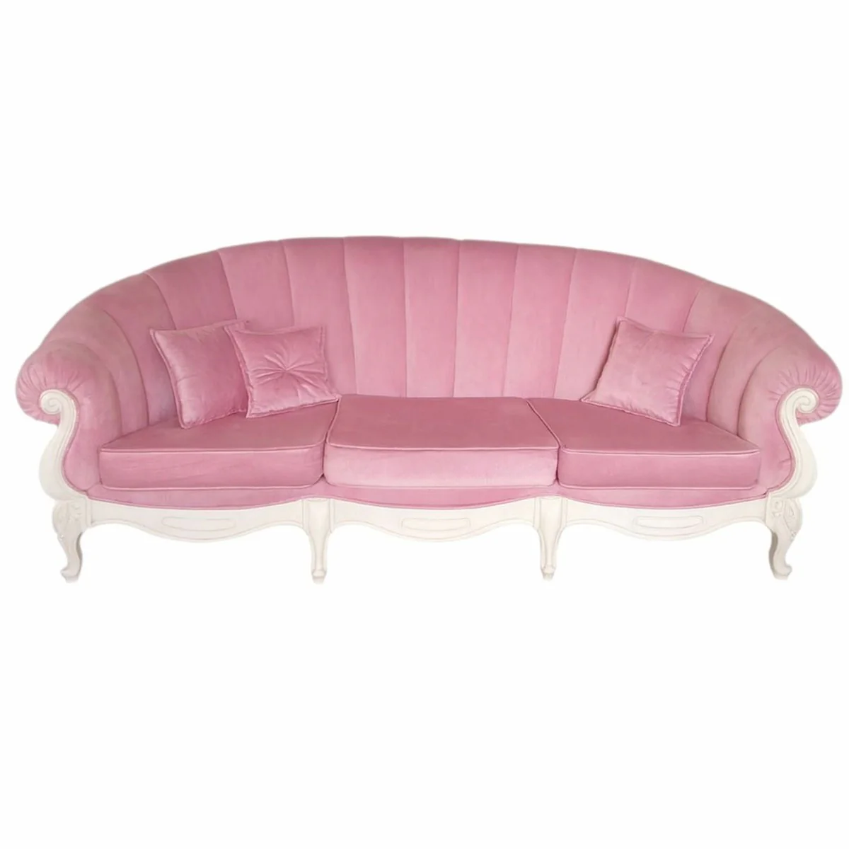 Luxury Baroque Velvet Sofa Pink / White 240 cm - Baroque style furniture