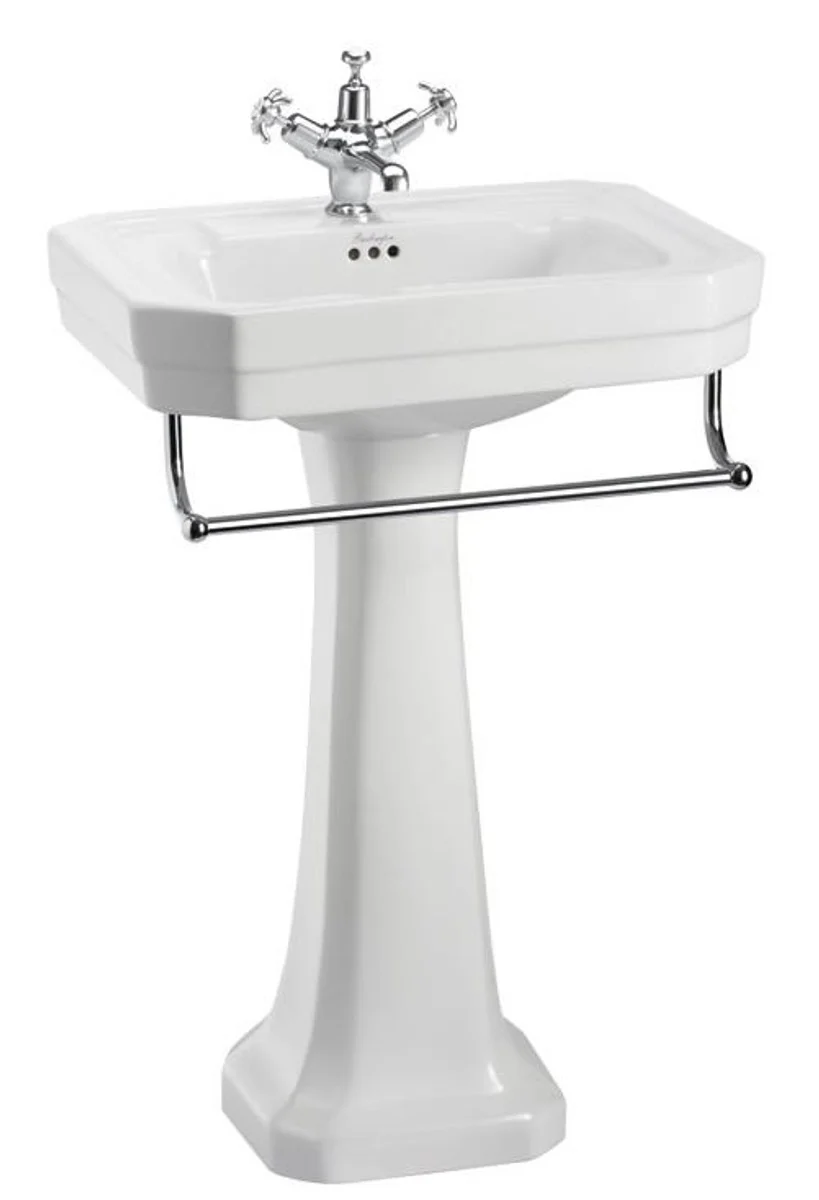 Porcelain sink with pedestal and towel rail - antique style sink