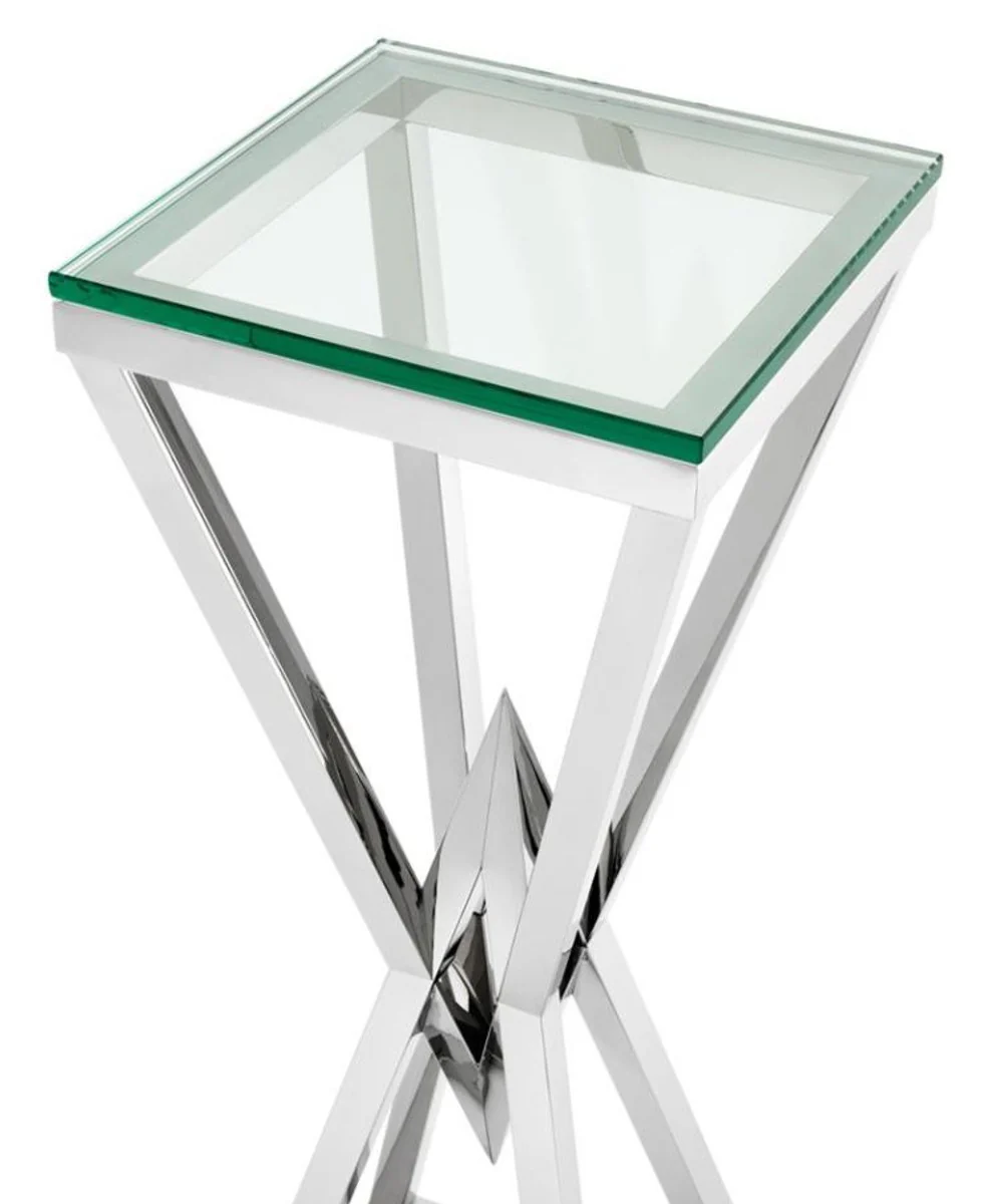 Luxury side table / column stainless steel silver 35 x 35 x H. 101 cm - designer table furniture