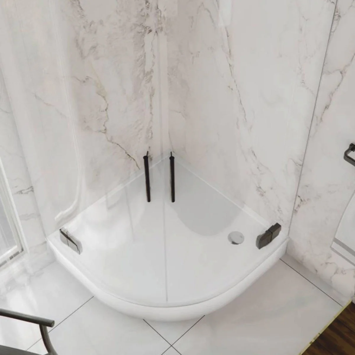 Luxury shower tray high gloss white 89.5 cm - bathroom interior