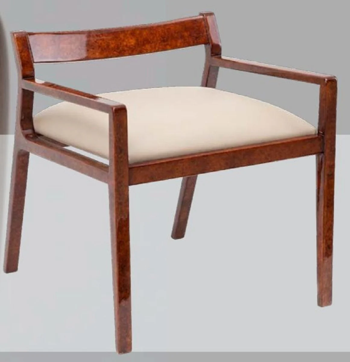 Luxury dining room chair set of 6 with armrests brown / cream 60 x 69 x H. 65 cm - Luxury solid wood kitchen chairs - Dining room furniture - Kitchen furniture - Luxury furniture - Luxury furnishings