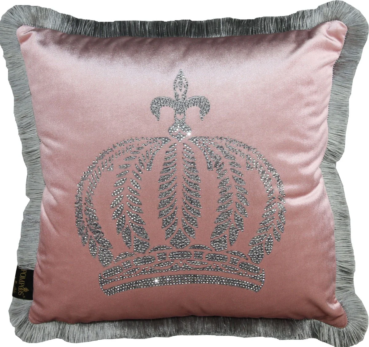 Harald Glööckler luxury decorative cushion Pompöös by light pink / silver crown with rhinestones - Glööckler cushion