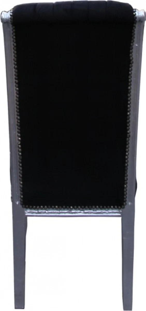 Baroque high-back dining room chair black/silver - high-back chair furniture