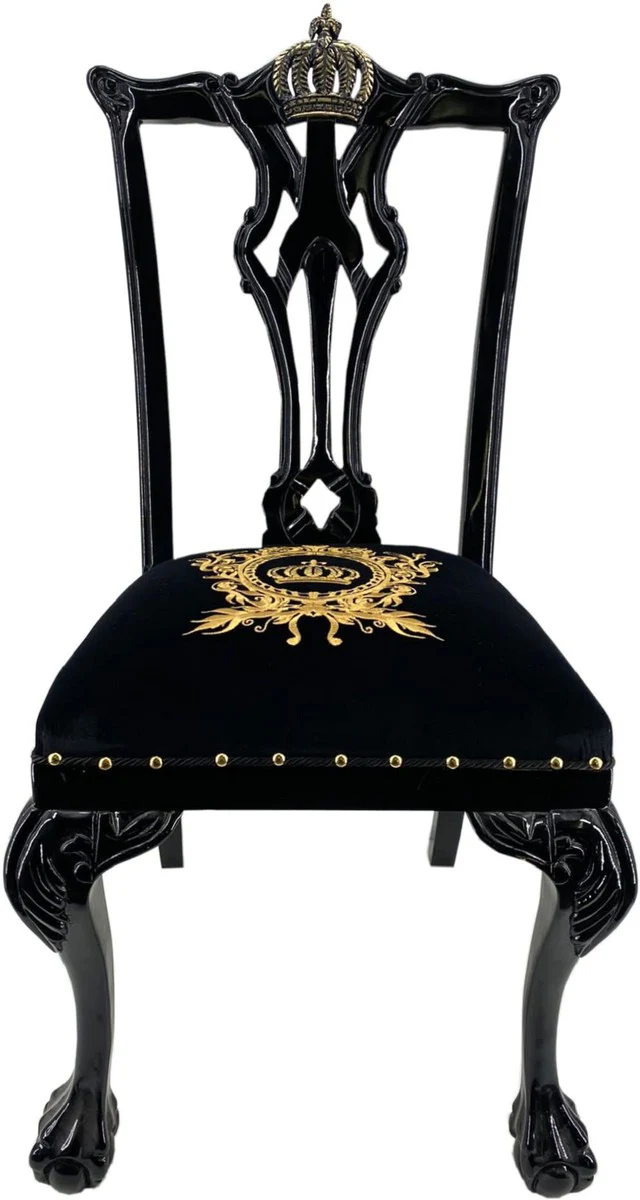 Pompöös by Luxury Baroque Dining Room Chair Black / Gold - Pompööser Baroque Chair designed by Harald Glööckler - Baroque Dining Room Furniture