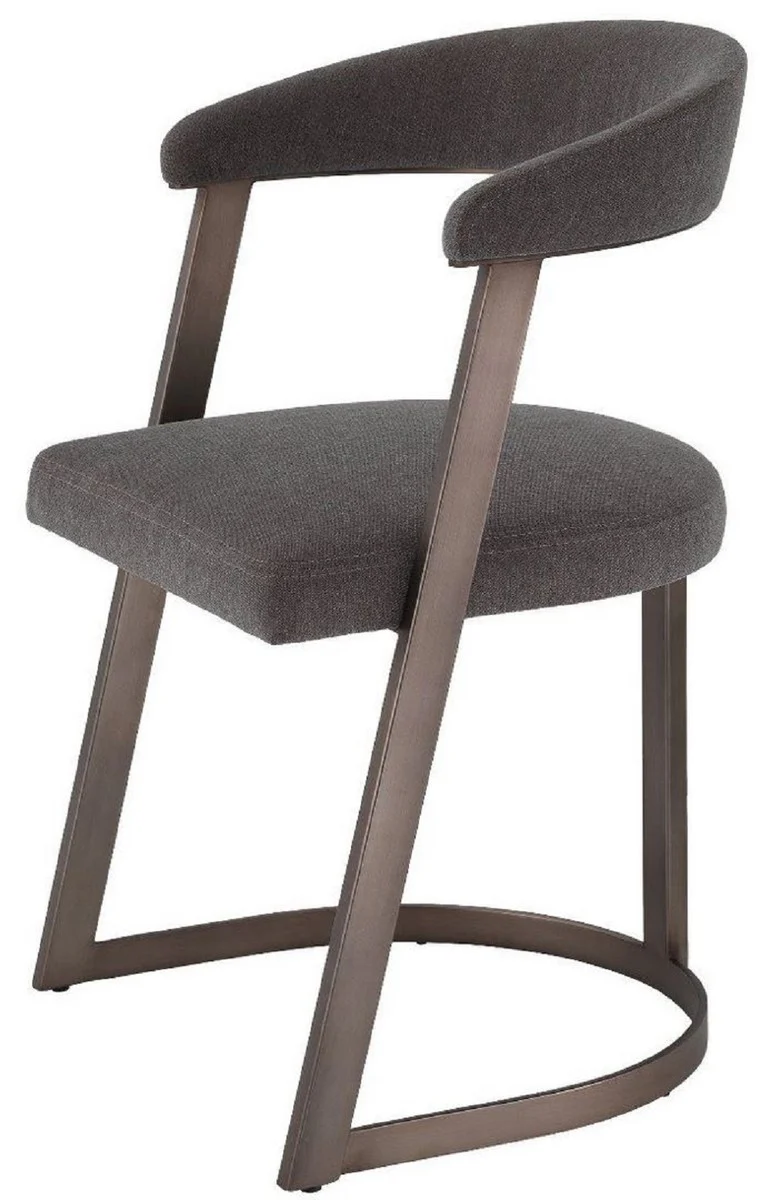 Designer chair with armrests gray-brown / bronze 52 x 49 x H. 78 cm - dining room chair - office chair - luxury designer furniture