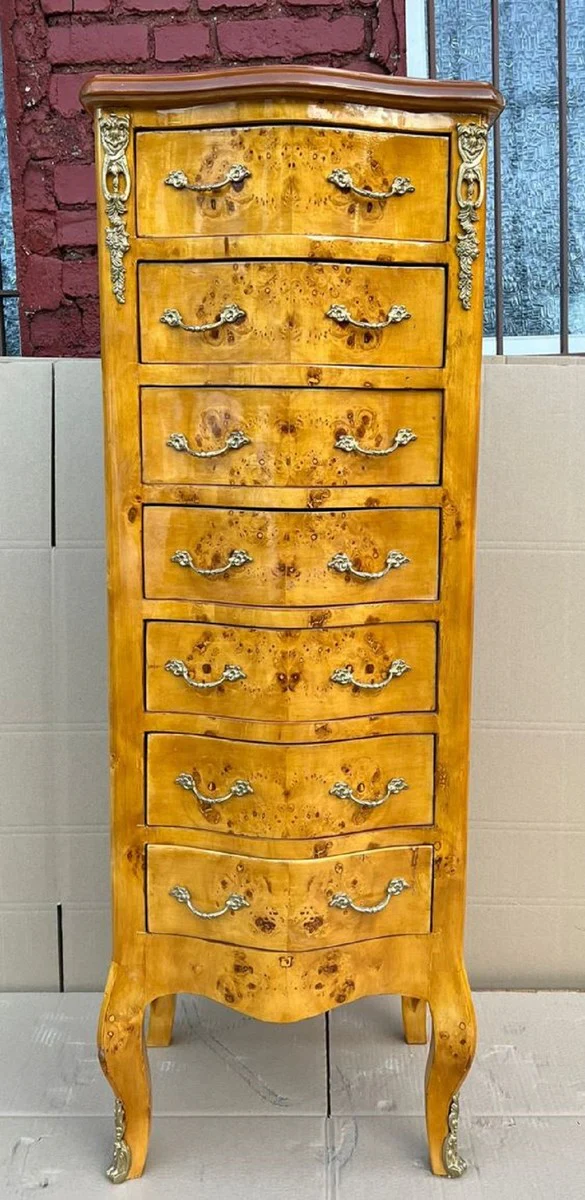 Baroque chest of drawers bird's eye maple - handmade baroque style solid wood cabinet with 7 drawers - living room furniture in baroque style - baroque furniture - baroque furnishings