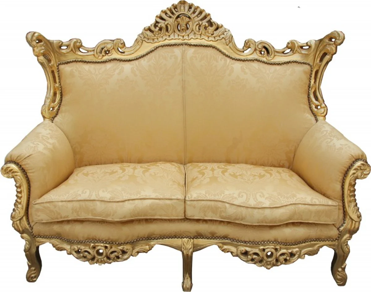 Baroque 2 Seater Sofa Master Gold Flowers Pattern/ Gold 2Mod - Living Room Couch Furniture Lounge