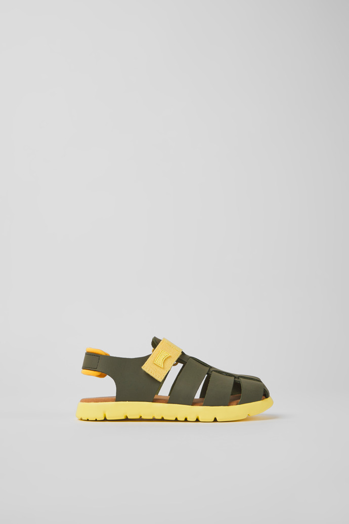 Caterpillar Grüne und gelbe Leder Sandalen für Jungen
