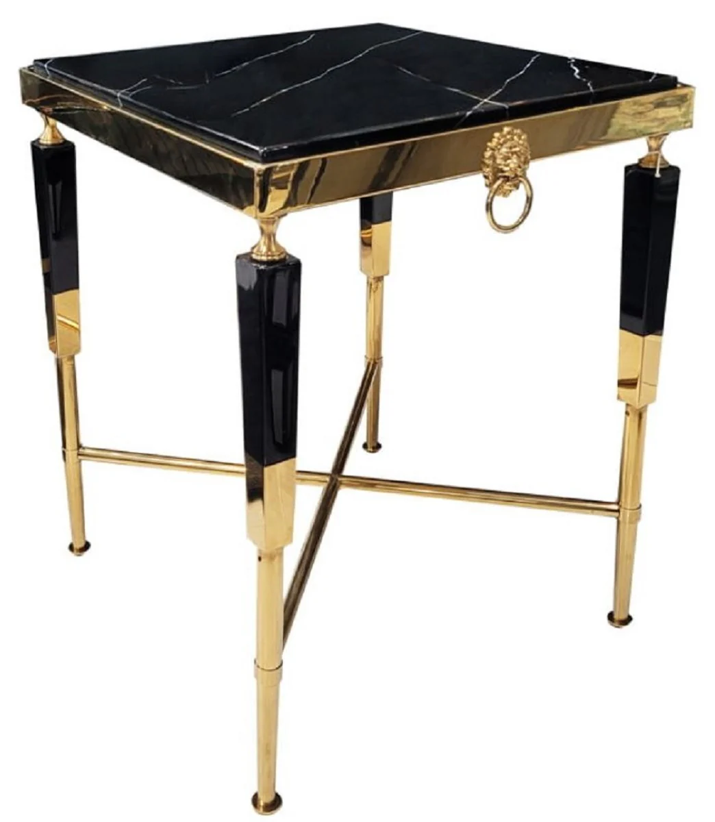 Luxury side table black / gold 50 x 50 x H. 60 cm - Square table with artificial marble table top - Luxury living room furniture - Hotel furniture - Luxury furnishings - Hotel furnishings