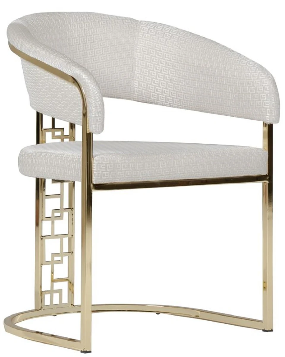 Luxury dining room chair set of 6 with armrests white / gold H. 83 cm