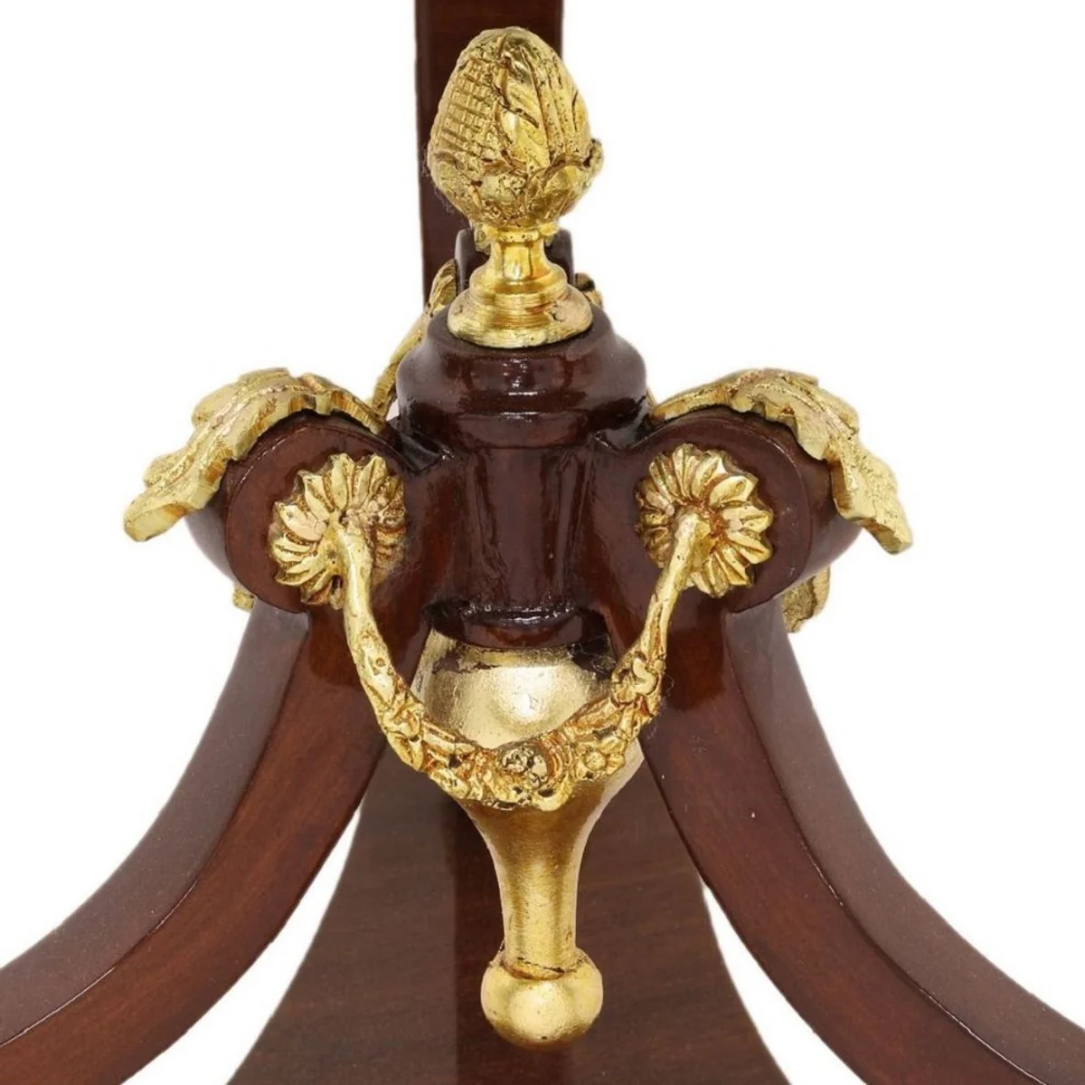Baroque side table brown / gold / red Ø 55 x H. 78 cm - Round solid wood table in baroque style - Baroque living room furniture