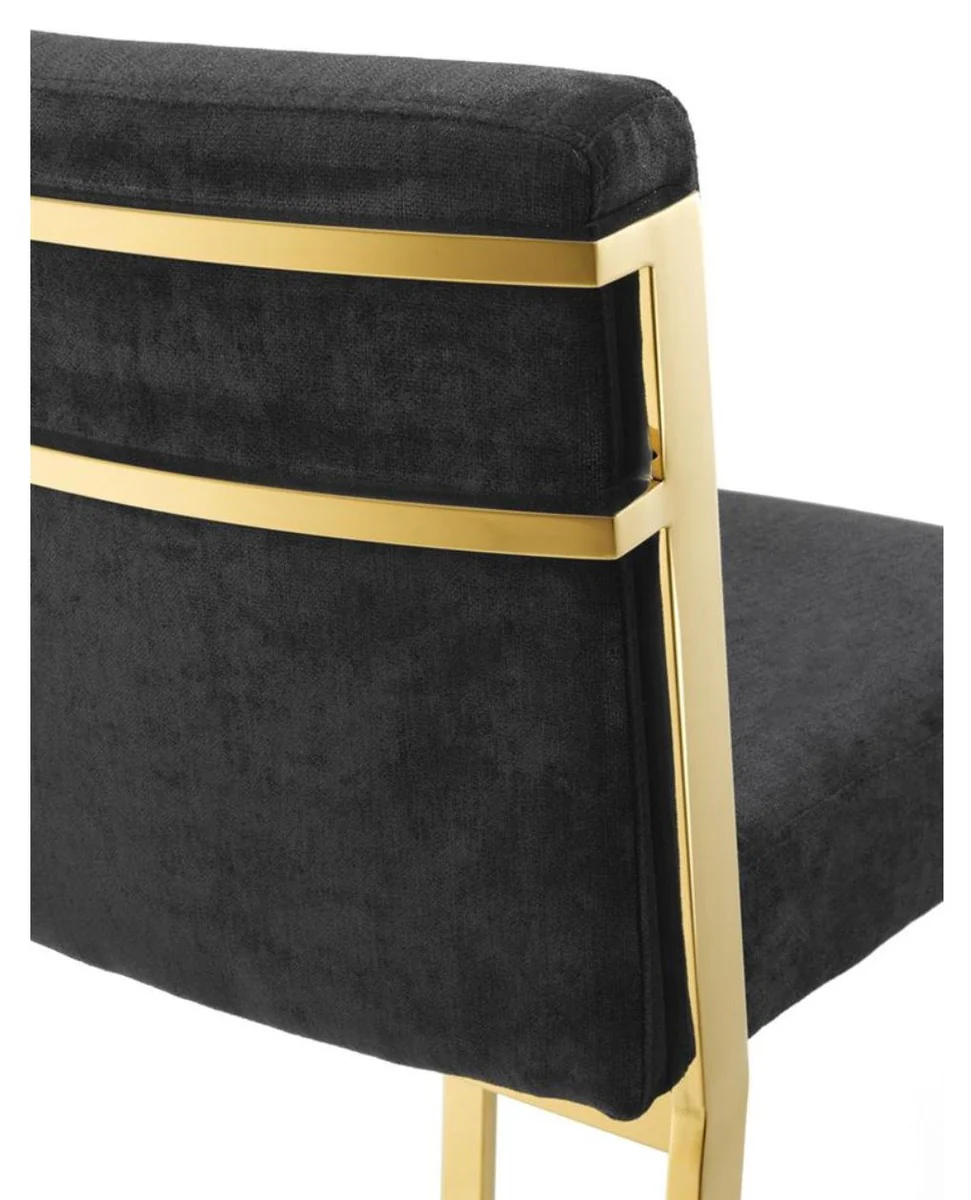 Luxury bar chair black / gold 43 x 54 x H. 101 cm - designer stainless steel bar stool with velvet fabric - bar furniture
