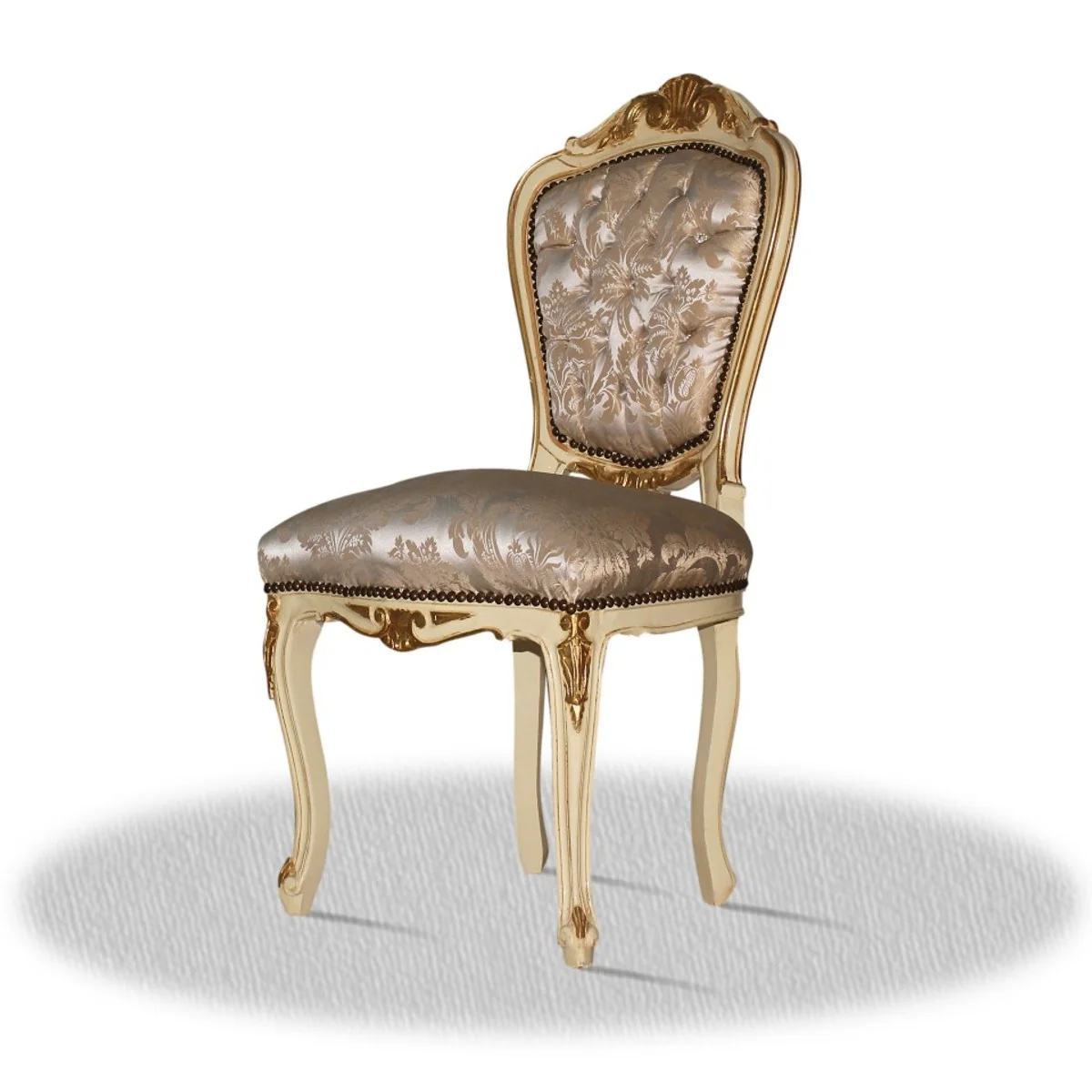 Baroque Dining Chair Cream Gold Silver - Antique Style Furniture
