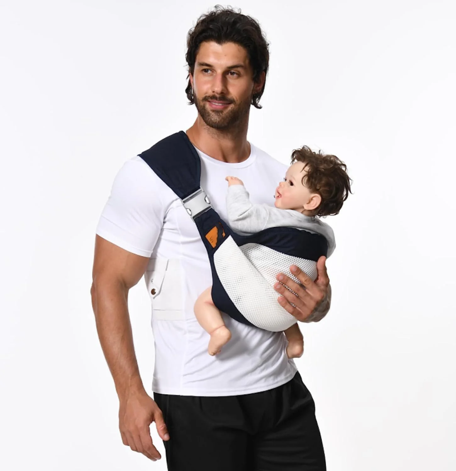 Babytrage für Neugeborene bis Kleinkinder, leichte Babytrage, Babytragetuch, Baby-Hüftsitztrage für Kleinkindertrage, Babyhaltertrage, Stilltrage, Tragkraft 3,6–20,3 kg, Grau