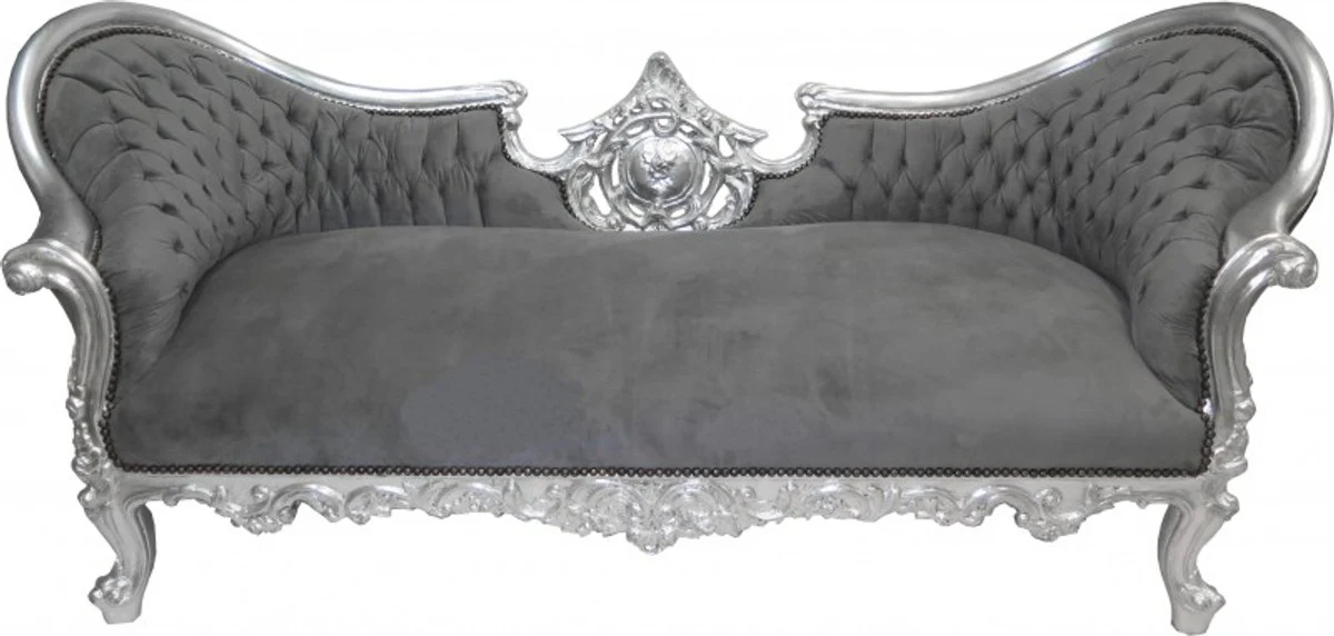 Barock Sofa Vampire Grau/Silber - Limited Edition - Lounge Couch