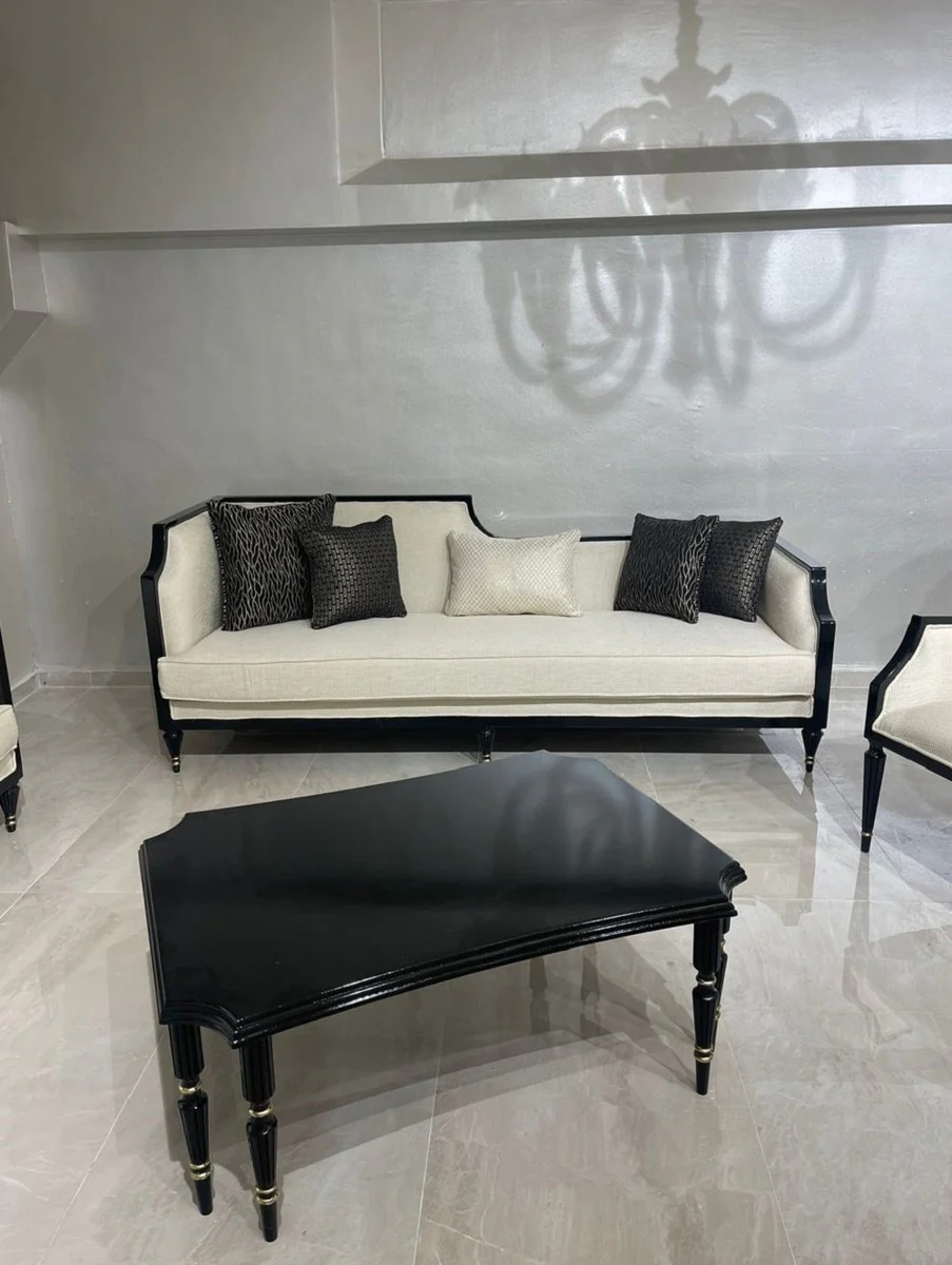 Luxury Art Deco Sofa Natural Colors / Black / Gold - Living Room Sofa - Living Room Furniture - Art Deco Furniture - Luxury Furniture - Art Deco Furnishings - Luxury Furnishings