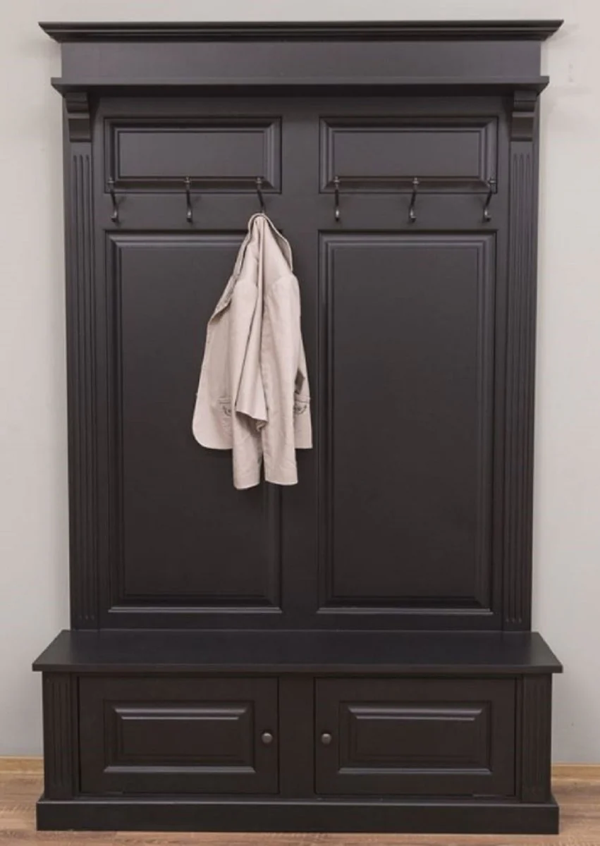 Country house style solid wood wardrobe black 140 x 41 x H. 210 cm - wall wardrobe - hallway cabinet - hallway furniture - wardrobe furniture - country house style furniture