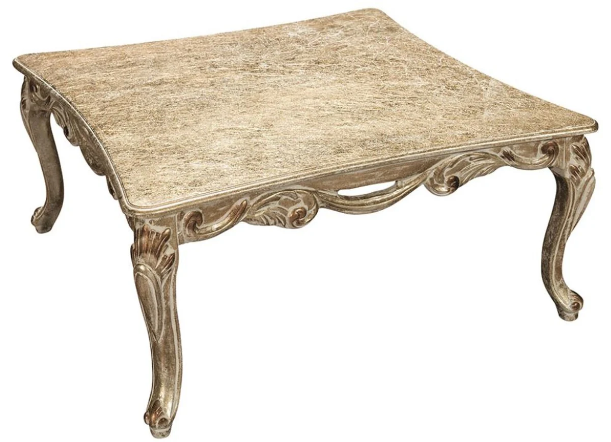 Luxury baroque coffee table antique gold 100 x 100 x H. 45 cm - square antique style living room table - living room furniture in baroque style