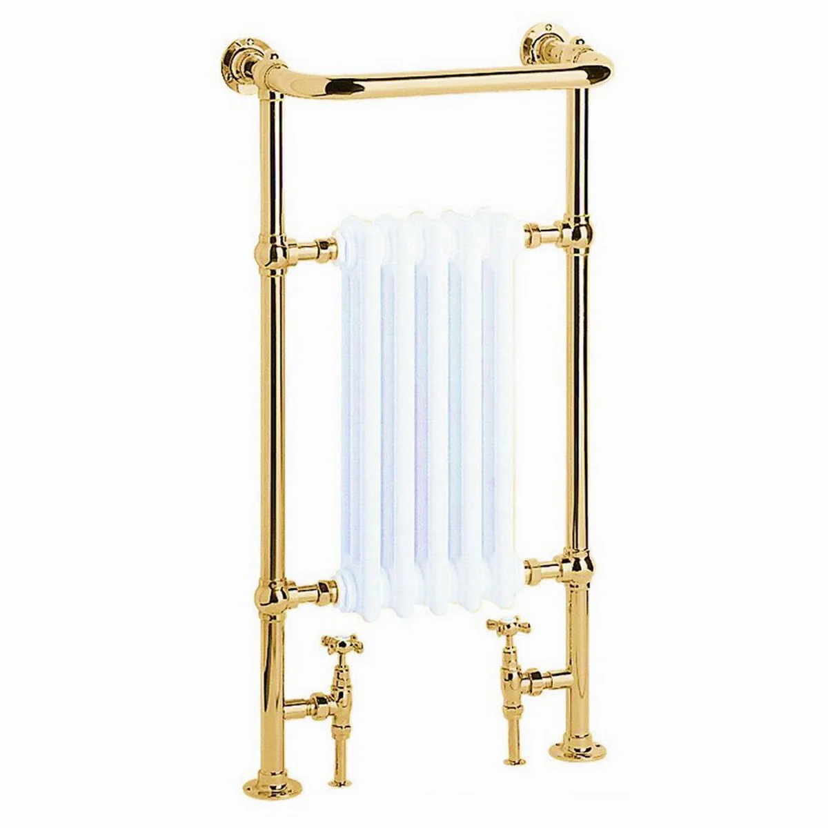 Luxury bathroom heater white / gold 940 x 500 mm - towel radiator - vintage bathroom radiator towel holder