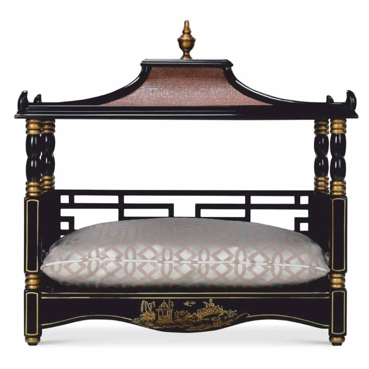 Luxury baroque dog bed in oriental style black / gold