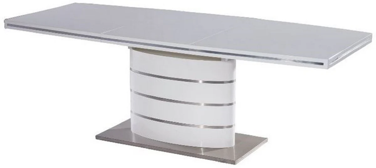 Luxury dining table white / silver 160-220 x 90 x H. 77 cm - Modern extendable dining room table - Luxury kitchen furniture