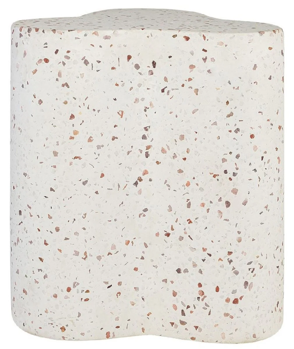 Luxury terrazzo natural stone side table / stool white 41.5 x 41.5 x H. 45 cm - living room furniture - hotel furniture - natural stone furniture - luxury furniture - luxury furnishings