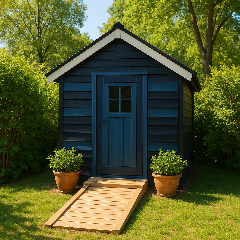 Gartenhaus aus Holz, blau, Kunstholz, für den Außenbereich, 200 × 180 × 240 cm