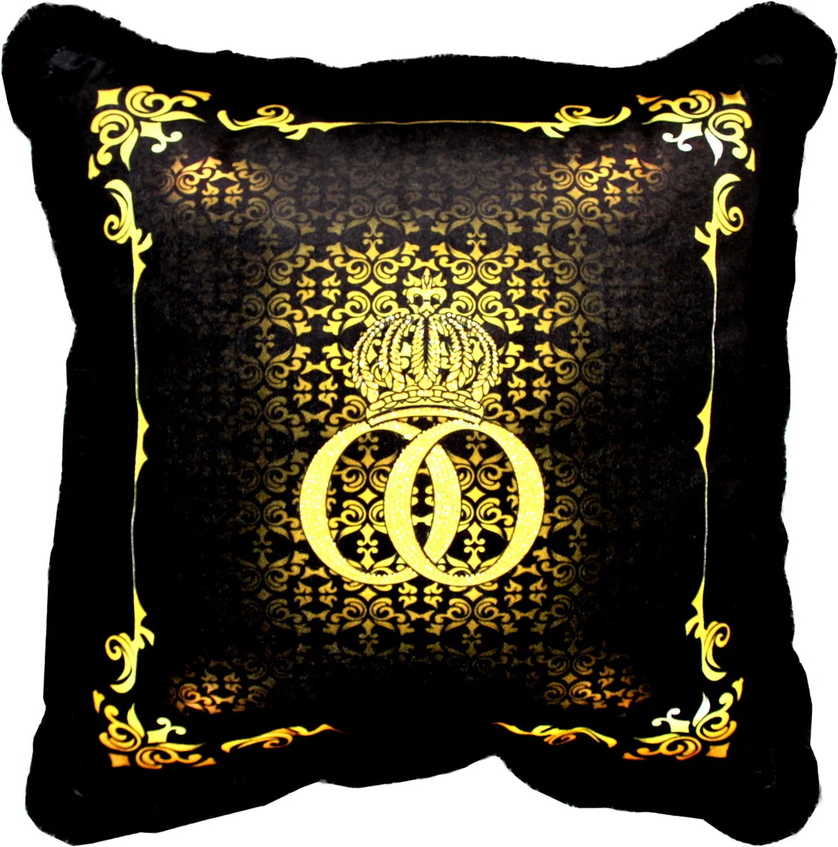 Harald Glööckler luxury decorative cushion Pompöös by Baroque pattern black / gold with glittering stones - Glööckler cushion