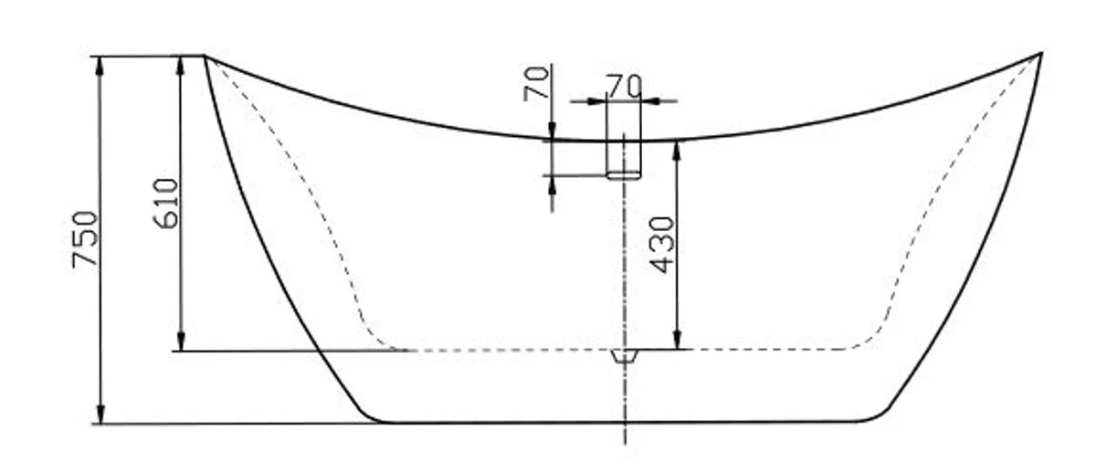 Freestanding luxury acrylic bathtub with marble look white 173 x 73 x H. 75 cm - Luxury bathroom accessories - Luxury collection