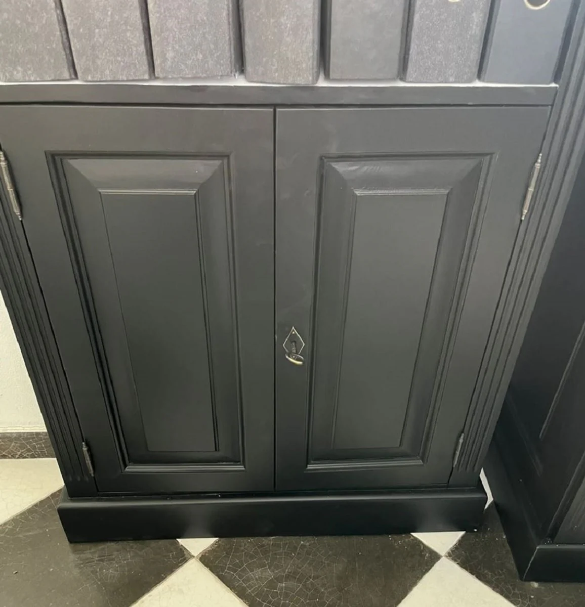 Country house style bookcase black / white H. 280 cm - country house style furniture